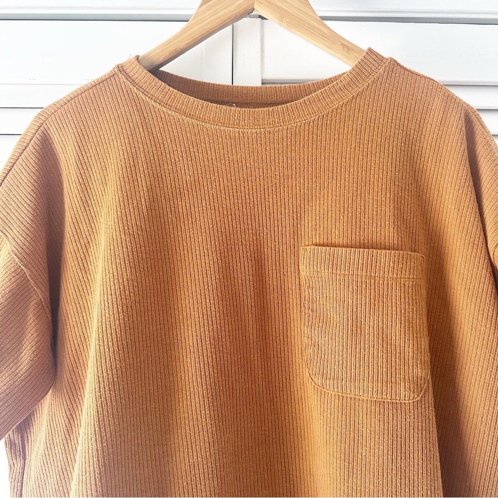 Madewell Patch Pocket Rib T-shirt Dress Golden Pecan 1X - Picture 3 of 9